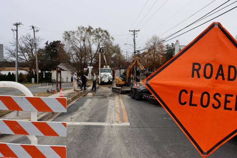 The Lewes Board of Public Works repaired a broken 12-inch water main on Gills Neck Road, near Savannah Road Dec. 8. The break caused Gills Neck to be closed between Savannah Road and Rodaline Avenue. Tom Panetta, BPW board president, said customers in the area were experiencing temporary outages. BILL SHULL PHOTO